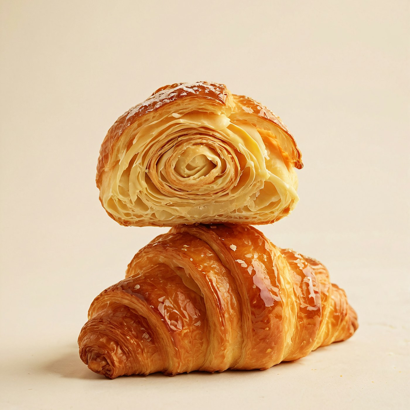 Golden butter croissants fresh from the oven